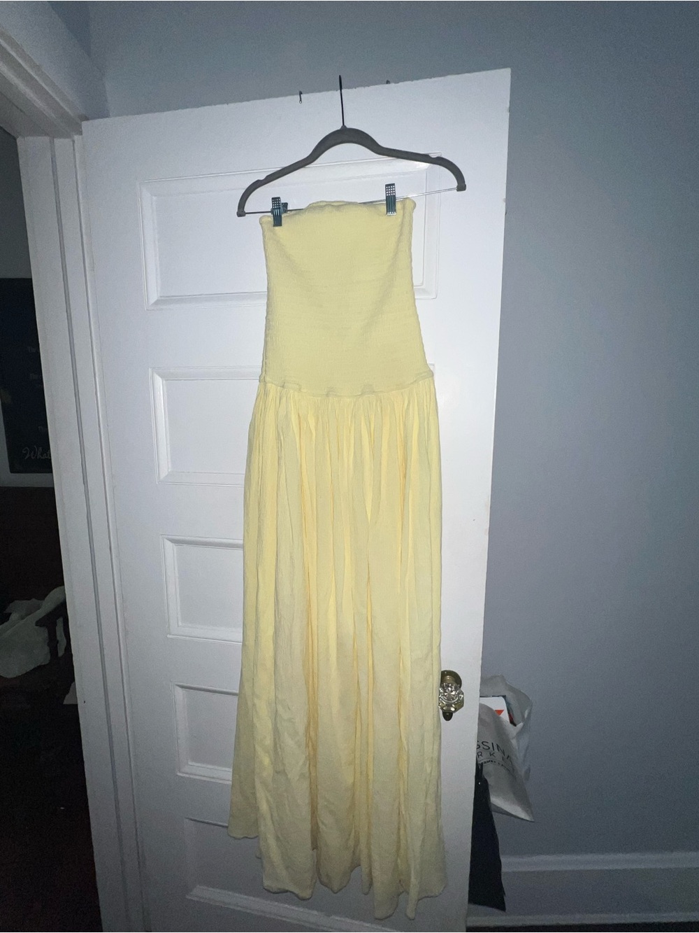 Meshki Strapless Smocked Maxi Dress in Lemon - Picture 2 of 4